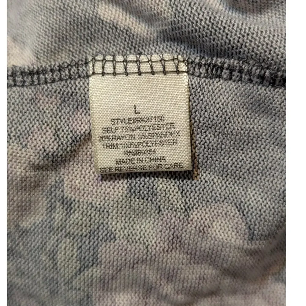 Ultra Flirt Large Gray Lightweight Sherpa Lined Hoodie Pink Floral Tunic To, L - Picture 8 of 9